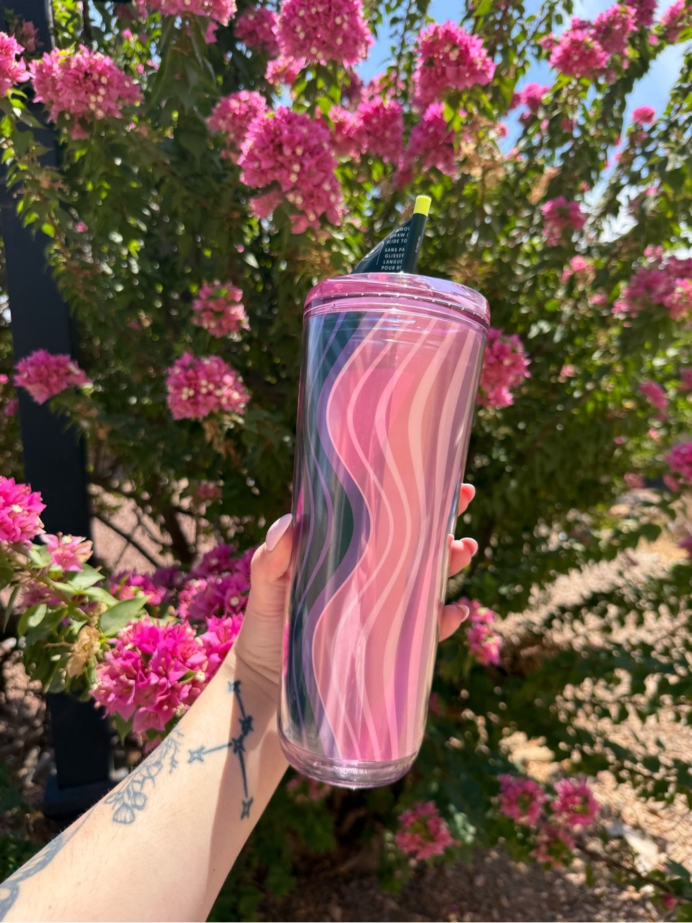 Starbucks Pink Wave Reusable Tumbler with Straw